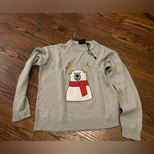 Brave Soul Christmas polar bear sweater gray-M-NWOT